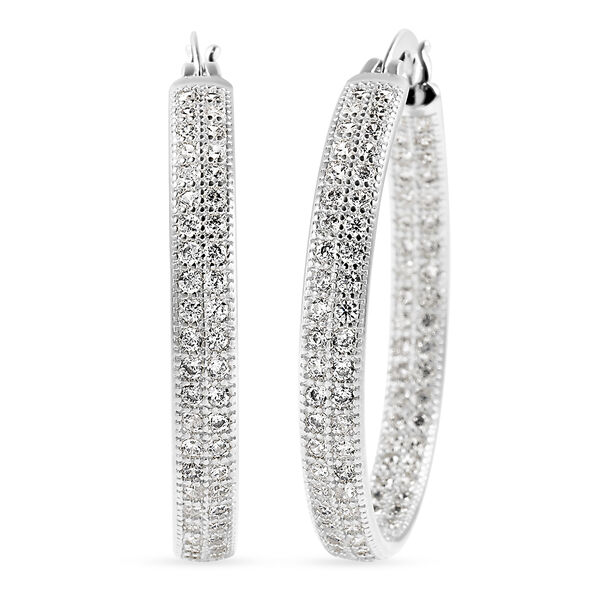 Wei&szlig;e Zirkonia-Creolen, reines Messing silberfarben ca. 2,10 ct