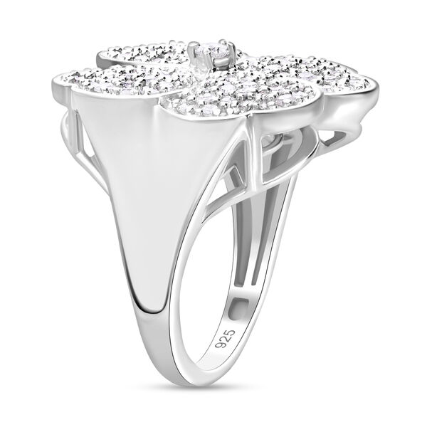 Weißer Diamant Ring, 925 Silber platiniert (Größe 21.00) ca. 1.00 ct Blume 1.01 ct image number 2