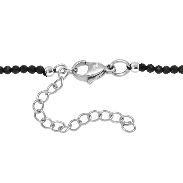 Schwarzer Spinell, Süßwasser Perle Halskette ca. 60 cm Edelstahl image number 4