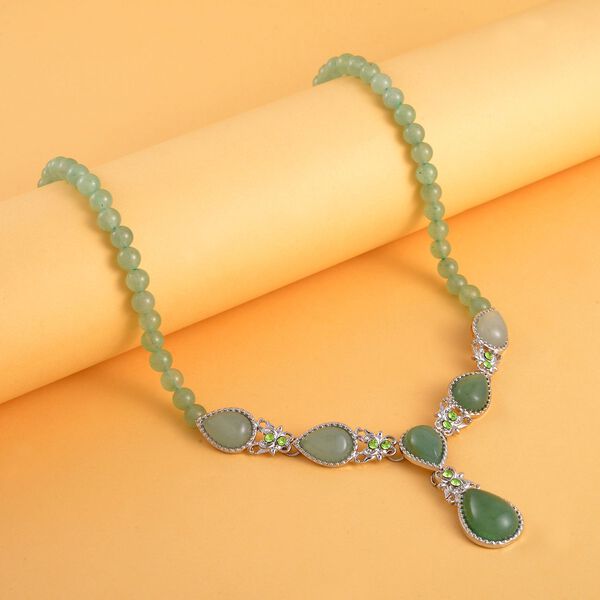 Gr&uuml;ne Aventurin Halskette, ca. 45 cm, ca. 164,00 ct image number 2