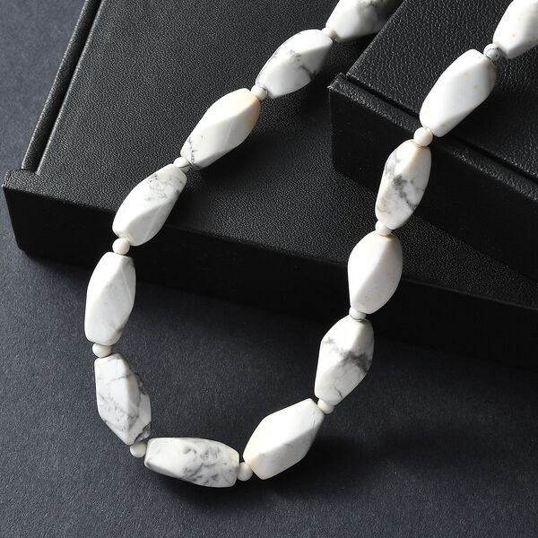 Wei&szlig;er Howlit Halskette ca. 50 cm Nickelfreies Messing platiniert ca. 180.00 ct image number 2