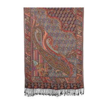 Schal mit dekorativem Muster und Fransen, 70x180 cm, Rot