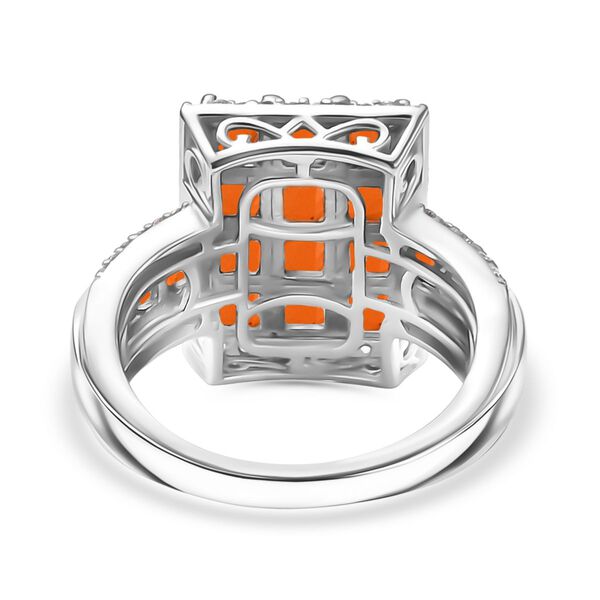 Djoy AAA Feueropal Ring mit seltener Asscher Schliff 925 Silber rhodiniert (Gr&ouml;&szlig;e 17.00) ca. 3.00 ct image number 6