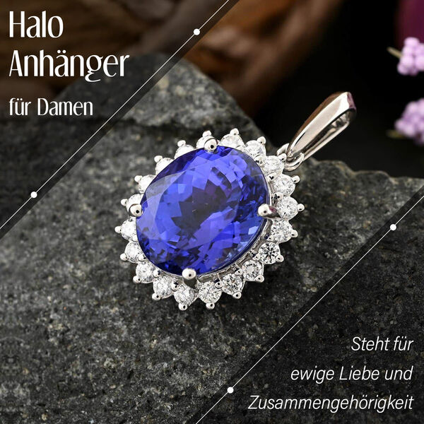 RHAPSODY AAAA Tansanit und VS EF Diamant Anh&auml;nger in 950 Platin- 4,50 ct. image number 1