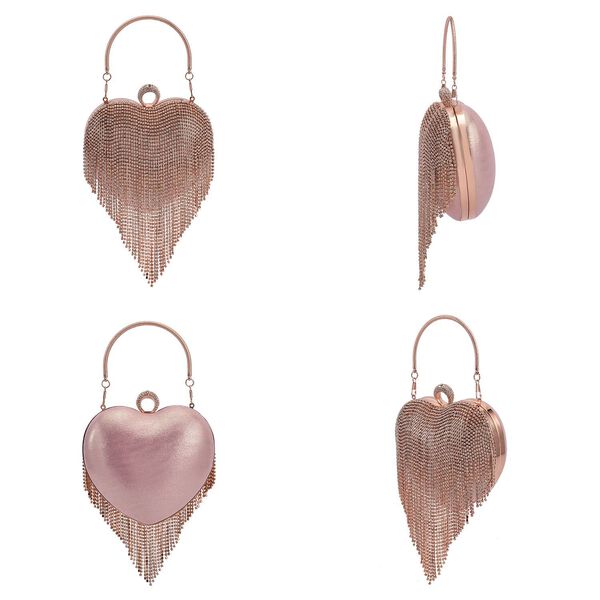 Herzförmige Clutch mit Kristallen, 15x16cm, Rosé image number 4