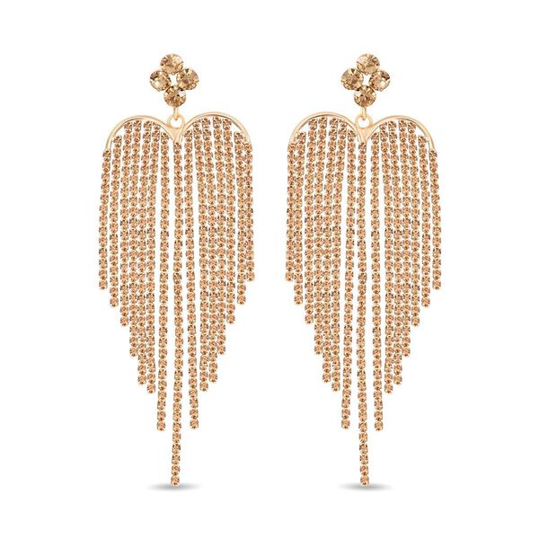 Champagner Kristall Kronleuchter Ohrringe, Goldton