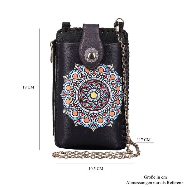 Boho Stil Crossbody Handytasche, Mandala-Muster, 18x10,5 cm, dunkelblau image number 7