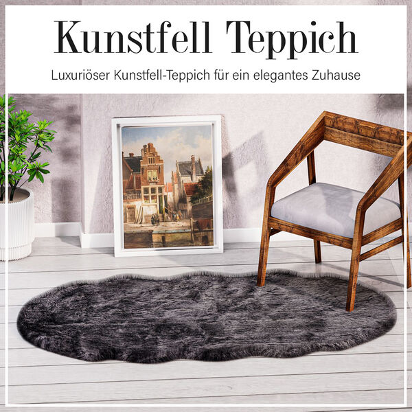 Kunstfell Teppich, schwarz meliert image number 6