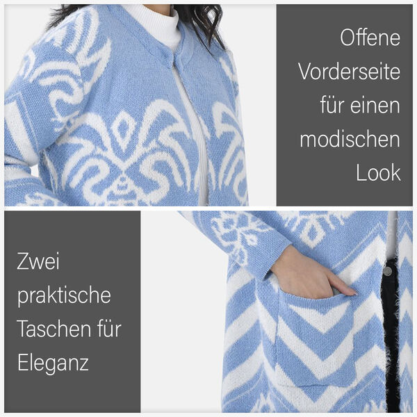 Winter Cardigan mit Kapuze, wei&szlig; und blau image number 5