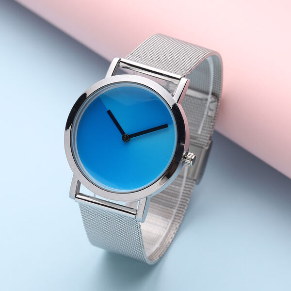 GENOA - Uhr mit japanischem Uhrwerk, wasserdicht, mit Edelstahlarmband - blauer Farbverlauf image number 1