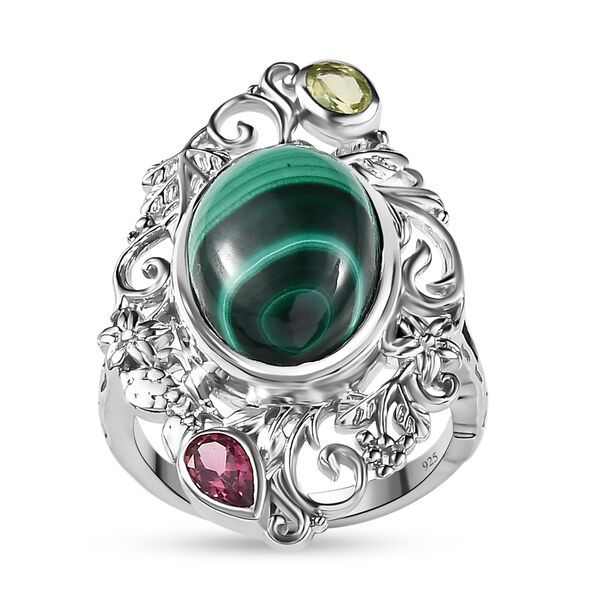 AA Malachit, Rhodolith Granat und Peridot Ring- 8,45 ct. image number 4