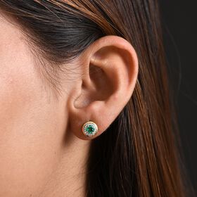 LUXURIANT AAA Labor kolumbianische Smaragd und Moissanit Ohrringe - 0,82 ct.