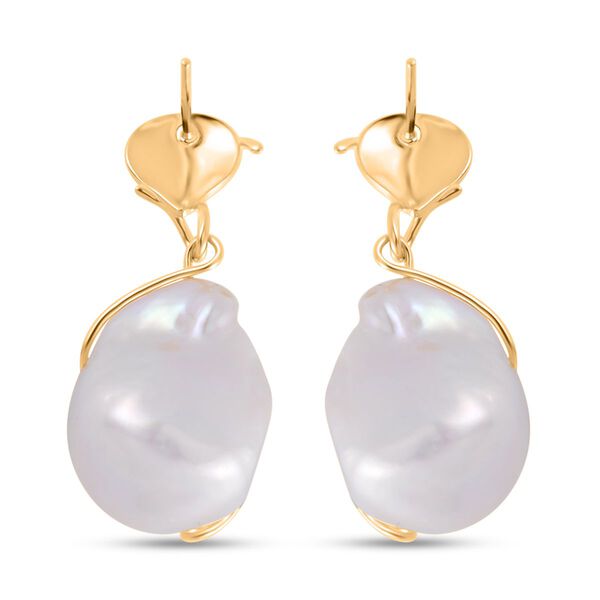 13-16 mm wei&szlig;e Barockperlen-Ohrringe image number 5