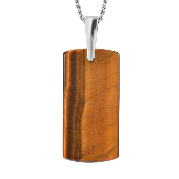 Tigerauge Anh&auml;nger mit Kette, Edelstahl ca. 47.17 ct