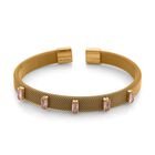 Rosa Kristall Armreif, flexibel, Reiner Edelstahl, goldfarben