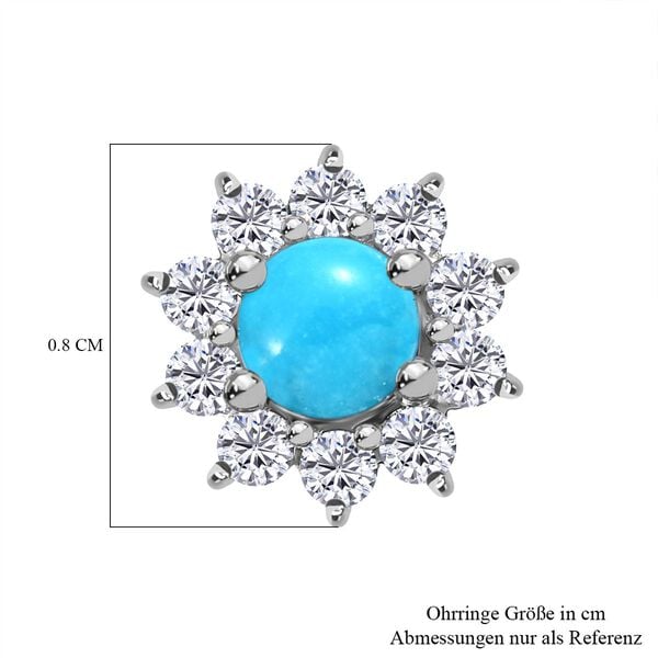 Amerikanische, natürliche Sleeping Beauty Türkis und Zirkon-Ohrringe - 1,17 ct. image number 7