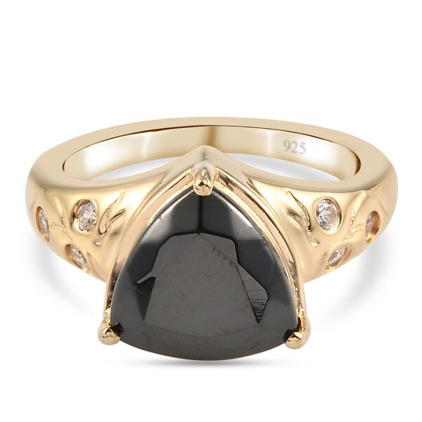 Elite Shungit und Zirkon Ring 925 Silber vergoldet  ca. 2,34 ct