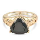 Elite Shungit und Zirkon Ring 925 Silber vergoldet (Größe 16.00) ca. 2,34 ct