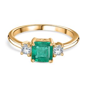 AAA Smaragd und Moissanit Ring in 375 Gold - 1,34 ct.