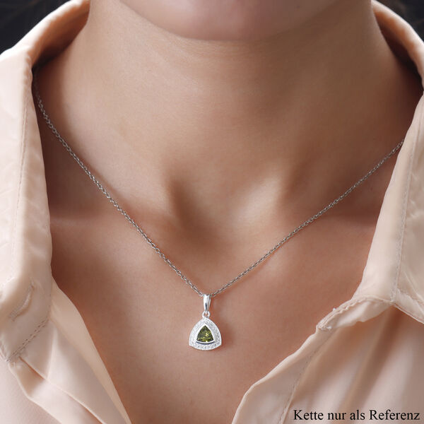 LUSTRO STELLA - Wei&szlig;er und Peridot farbener Zirkonia-Anh&auml;nger, 925 Silber ca. 1,46 ct image number 2