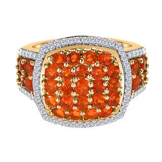 Salamanca Feueropal Ring, 925 Silber vergoldet (Größe 17.00), ca. 1.64 ct