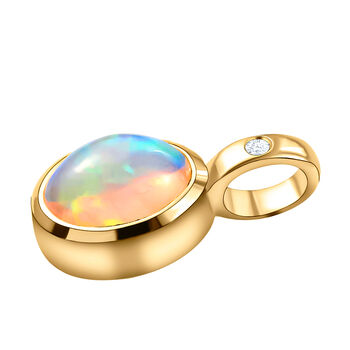 Nat&uuml;rlicher &auml;thiopischer Opal und Zirkon-Anh&auml;nger in Silber