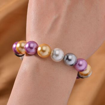 Lila, goldenes, silbernes und wei&szlig;es Muschelkernperlen-Armband