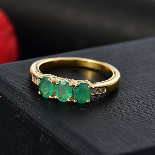 Kagem sambischer Smaragd und Diamant Ring - 1 ct. image number 1