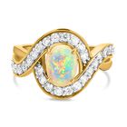 Natürlicher, äthiopischer Opal und weißer Zirkon-Ring, 925 Silber   ca. 1,71 ct image number 0