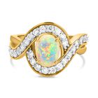 Natürlicher, äthiopischer Opal und weißer Zirkon-Ring, 925 Silber   ca. 1,71 ct image number 0