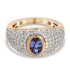 Tansanit und Zirkon-Ring, 925 Silber Gelbgold Vermeil  ca. 1,96 ct image number 0
