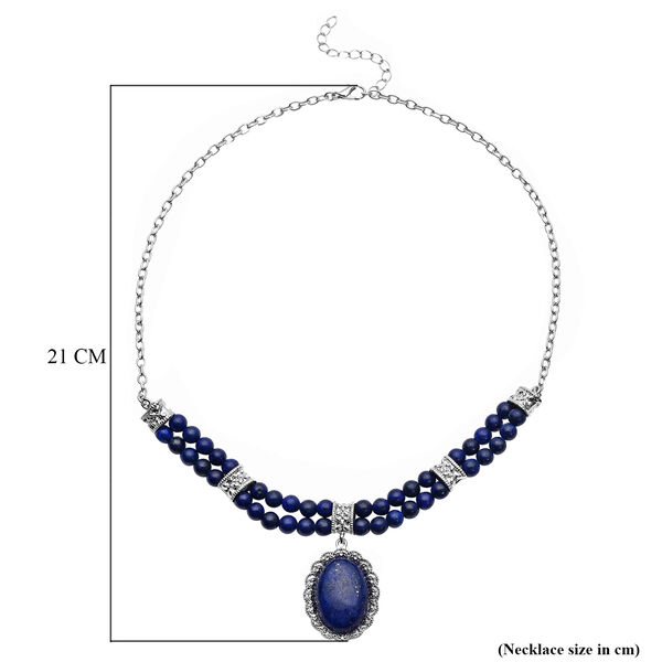Lapislazuli-Halskette in Silberton, 45 cm, 127,50 ct. image number 5