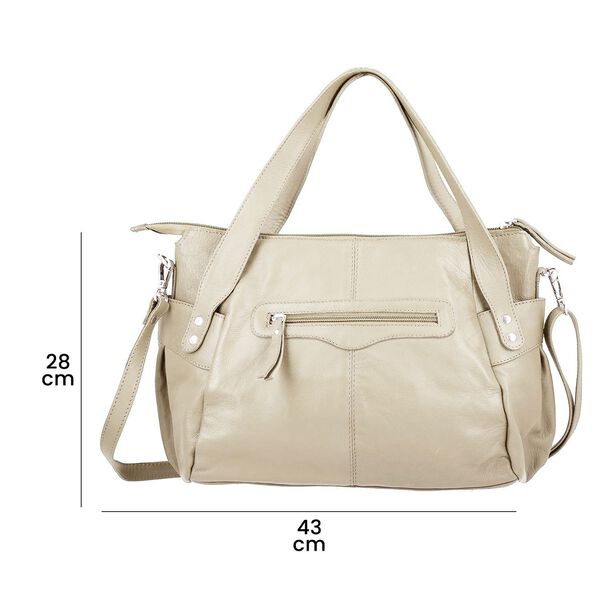 100% Echtleder Weekender Reisetasche mit RFID-Schutz, 43x28x33 cm, Beige image number 8