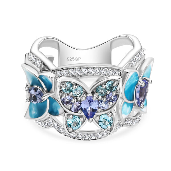 GP Trionfo Kollektion - Tansanit, Blauer Apatit Ring 925 Silber rhodiniert (Gr&ouml;&szlig;e 18.00) ca. 1.61 ct image number 0