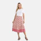 Maxirock mit sommerlichem Blumenprint und elastischem Bund, 75 cm Länge, 100% Viskose, Rosa