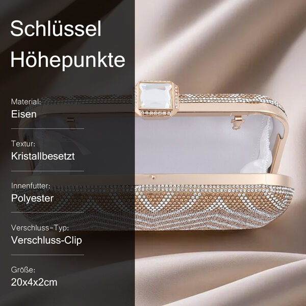 Clutch mit facettierten Kristallen, Zick Zack Muster image number 5