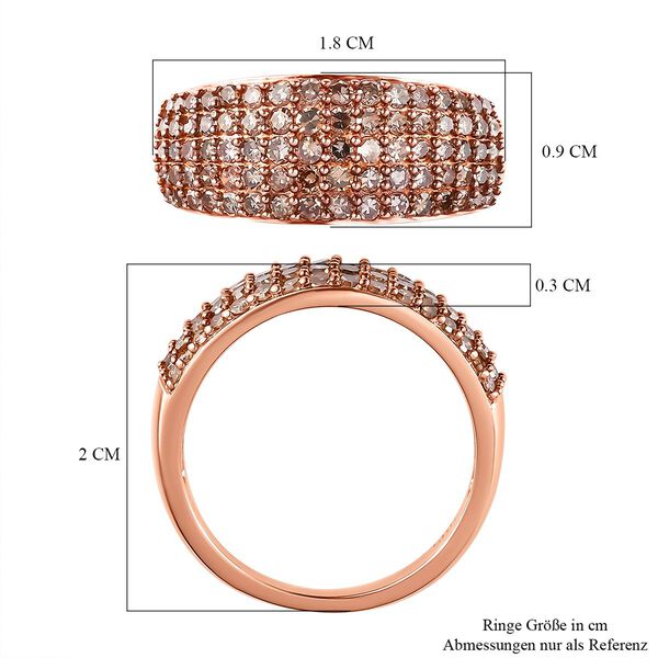 Natürlicher Champagner I1 Diamant Ring in 585 Roségold - 1 ct. image number 5