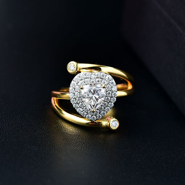 GP Amore Kollektion - Moissanit und Kanchanaburi blauer Saphir-Ring - 1,42 ct. image number 2