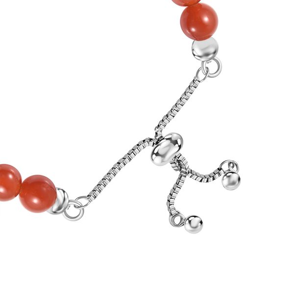 Gef&auml;rbter roter Achat Flexibles Bolo-Armband, ca. 15-22 cm Reiner Edelstahl ca. 70.00 ct image number 3