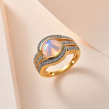 Nat&uuml;rlicher, &auml;thiopischer Welo Opal und Zirkon Ring - 3,15 ct.