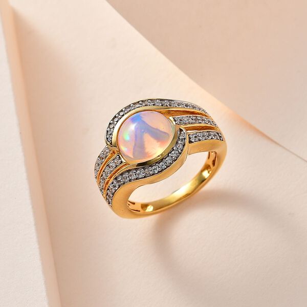 Nat&uuml;rlicher, &auml;thiopischer Welo Opal und Zirkon Ring - 3,15 ct. image number 2