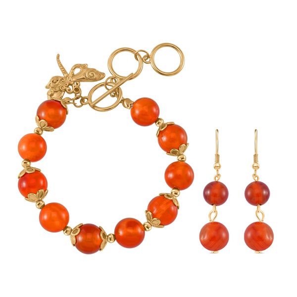 Rotes Achat-Schmuckset - 185 ct.