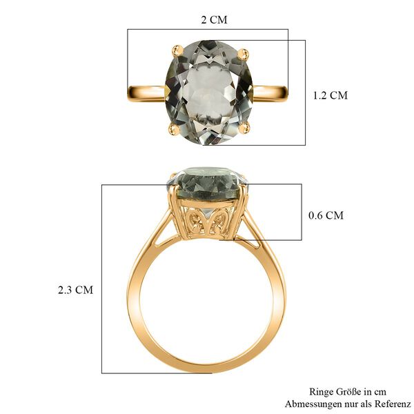 AA Prasiolite Ring 925 Silber vergoldet (Größe 16.00) ca. 4,42 ct image number 7