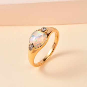 AA nat&uuml;rlicher, &auml;thiopischer Welo Opal und Zirkon-Ring - 1,29 ct.