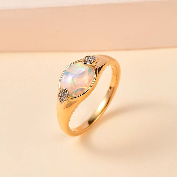 AA natürlicher, äthiopischer Welo Opal und Zirkon-Ring - 1,29 ct. image number 2