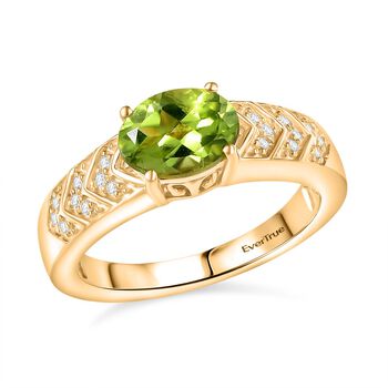EverTrue Peridot und Zirkon Ring in Goldton - 1,38 ct.