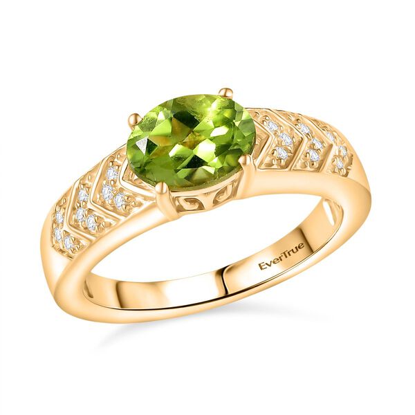 Peridot, Weißer Zirkon Ring Nickelfreies Messing (Größe 19.00) ca. 1,38 ct image number 3