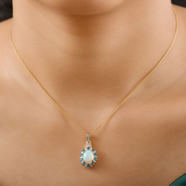 AA Natürlicher, äthiopischer Welo Opal, Neon Apatit und Moissanit Anhänger mit 50cm Kette - 1,86 ct. image number 3