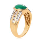 Grün gefärbter äthiopischer Opal und Zirkon Ring 925 Silber vergoldet (Größe 16.00) ca. 1,82 ct image number 4