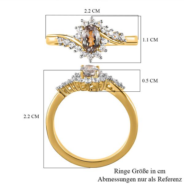 AAA Turkizit und wei&szlig;er Zirkon Ring, 925 Silber Gelbgold Vermeil  ca. 0,82 ct image number 7